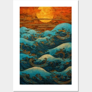 Calm Sunset at Sea Artistic Paint Posters and Art